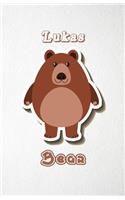 Lukas Bear A5 Lined Notebook 110 Pages: Funny Blank Journal For Wide Animal Nature Lover Zoo Relative Family Baby First Last Name. Unique Student Teacher Scrapbook/ Composition Great For H