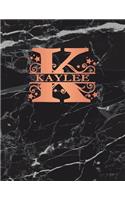 Kaylee: Personalized Journal Notebook for Women or Girls. Monogram Initial K with Name. Black Marble & Rose Gold Cover. 8.5 X 11 110 Pages Lined Journal Pap