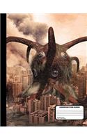 Four Eyed Sea Monster Attacks City Composition Notebook Blank Unruled 200 Pages / 100 Sheets, 9-3/4