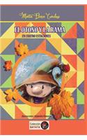 otoño y la rama en cuatro estaciones