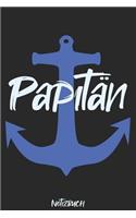 Papitän Notizbuch: Kariertes A5 Notizbuch für alle Kapitäne mit Kind - auch Papitän genannt