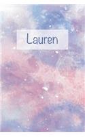 Lauren: First Name Personalized Notebook, College Ruled (Lined) Journal, Cute Pastel Notepad with Marble Pattern for Girls and Women (Small Format)