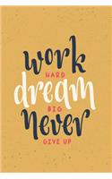 work HARD dream BIG never GIVE UP