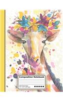 Watercolor Giraffe Composition Notebook