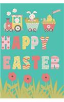 Happy Easter: Easter Gift for Kids to Write In: Lined Notebook Journal Diary Bunny Chicken Train