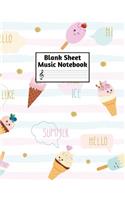 Blank Sheet Music Notebook: Easy Blank Staff Manuscript Book Large 8.5 X 11 Inches Musician Paper Wide 12 Staves Per Page for Piano, Flute, Violin, Guitar, Trumpet, Drums, Cell