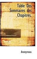 Table Des Sommaires Des Chapitres.