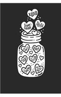 Notebook: Hearts Valentines Day 6x9 Dot Grid 120 Pages