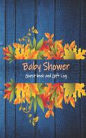 Baby Shower Guest book and Gift Log: Fall/Pumpkin Themed Baby shower Guestbook with Gift Tracker Log and Keepsake Pages - Funny questions for Guests and advise for parents