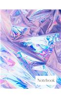 Notebook: wide ruled 120 pages - holographic lined paper journal for taking notes - 8.5x11 (A4) size - shiny purple holo effect
