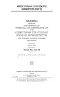 Ramifications of auto industry bankruptcies. Pt. II