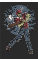 Zombie Baseball Player: Undead Baseball Journal, Notepad Planner, Dairy, Journal or College Ruled Notebook, "6 x 9" 120 Pages