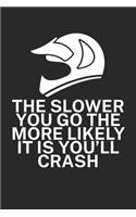 The slower you go the more likely it is youll: Mountainbike Logbuch/Tourbuch für Mountainbiker mit Spruch. 120 Seiten. Perfektes Geschenk.