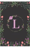 Floral Monogram Letter l Journal: Lined 6x9 inch Soft Cover Notebook