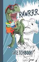 Sketchbook: Cool Blank Notebook for Sketching and Picture Space with T-rex Dinosaur, Unlined Paper Book for Drawing, Journaling and Doodling, Perfect for Creati