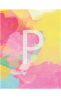 P: Monogram Initial Composition Wide Ruled Notebook