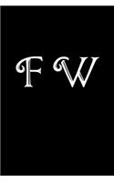 F W: Double Monogram Journal, 100 Pages, 6x9 Inches, Black Glossy Cover