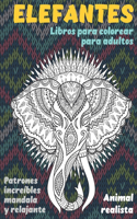 Libros para colorear para adultos - Patrones increíbles Mandala y relajante - Animal realista - Elefantes