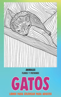 Libros para colorear para adultos - Flores y patrones - Animales - Gatos