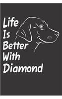 Life Is Better With Diamond: Blank Dotted Female Dog Name Personalized & Customized Labrador Notebook Journal for Women, Men & Kids. Chocolate, Yellow & Black Lab Accessories It