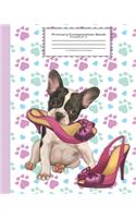 Primary Composition Book Grades K-2 8x10 55 Sheets/110 Pages: Handwriting Practice Paper Adorable Puppy Chewing Mom's Shoes. Be Ready for School. Blank Handwriting Practice Sheets for Kindergarten to 2nd Grade 