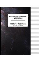 Blank Sheet Music Notebook - Stars In Space