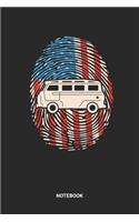Notebook: USA Van Themed Notebook (6x9 inches) with Blank Pages ideal as a fingerprint American Flag Journal. Perfect as a Campervan Vantasy Book for every Ca