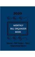 2020 Monthly Bill Organizer Book