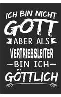 Ich bin nicht Gott aber als Vertriebsleiter bin ich göttlich: Notizbuch mit 110 linierten Seiten, Nutzung auch als Dekoration in Form eines Schild bzw. Poster möglich