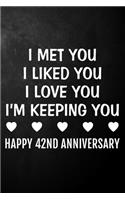 I Met You I Liked You I Love You I'm Keeping You Happy 42nd Anniversary: 42 Year Together Journal / Notebook / Unique Quote Card Alternative / 42nd Wedding Anniversary Gift For Him, Her, Wife, Husband