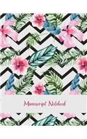 Manuscript Notebook: Beauty Floral Design, Music Composition Books, Music Manuscript Paper 120 Pages Large Print 8.5" x 11" Blank Guitar Tab, Blank Staff Paper