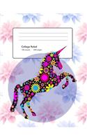 The Unicorn: Blank Composition Ruled Notebook with Lotus Flowers: 7.44 X 9.69, 200 Pages, Paperback: Flower Mythical Unicorns Seem Very Real, Use This College Ru