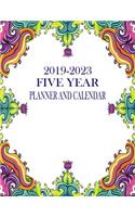 2019-2023 Five Year Planner And Calendar: Artsy Floral 60-Month Planner - Monthly Agenda And Organizer