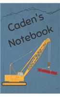 Caden's Notebook: Construction Equipment Crane Cover 6x9 100 Pages Personalized Journal Drawing Notebook