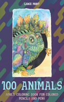 Adult Coloring Book for Colored Pencils and Pens - 100 Animals - Large Print