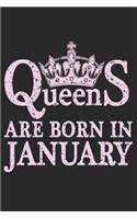 Queens Are Born In January: Blank Lined Journal, Happy Birthday Sketchbook, Notebook, Diary Perfect Gift For Girls