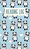 Reading Log: Easy to Use Layout for Kids of All Ages to Chart Summer and School Book Progress Cute Panda Bear Pattern in Blue