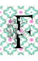 Cornell Notes Notebook: Floral Monogram F - Large 8.5"x11" - 140 Pg - Cornell Note Taking System for Students - College-Ruled - Softbound - Glossy Cover