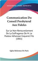 Communication Du Conseil Presbyteral Aux Fideles