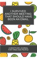 I Survived Another Meeting that Should Have Been an Email.: Tropical Fruit Gift 6x9 152 pages Gratitude Coloring Book Journal For Tired-ass People