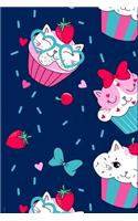 Super Cute Kawaii Strawberry Cupcake Kitty Cats Notebook