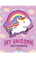 My Unicorn Sketchbook: Blank Unlined Doodle Book V40