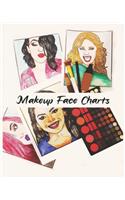 MakeUp Face Charts: A Coloring Book for Women Who Love Makeup 50 Faces to makeup "8 x 10 " 100 pages