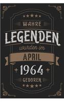 Wahre Legenden wurden im April 1964 geboren: Vintage Geburtstag Notizbuch - individuelles Geschenk für Notizen, Zeichnungen und Erinnerungen - liniert mit 100 Seiten