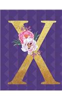 X: Monogram Planner Initial X Floral Letter - 2020 Weekly Planner (Purple)