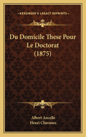 Du Domicile These Pour Le Doctorat (1875)