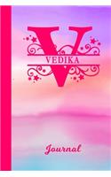 Vedika Journal: Personalized Custom First Name Personal Writing Diary - Cute Pink & Purple Watercolor Effect Cover - Daily Journaling for Journalists & Writers for 