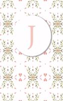 J: Pink Floral Monogram Sketchbook - 110 Sketchbook Pages (6 x 9) - Floral Watercolor Monogram Sketch Notebook - Personalized Initial Letter Journal - 