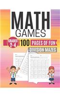 Math Games DIVISION MAZES 100 Pages of Fun Grades 2-4