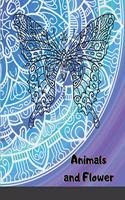 Animals and Flower: An Adult Coloring Book with Owls, Camel, Dogs, Cats, and Many More! Animals with Patterns Coloring Books